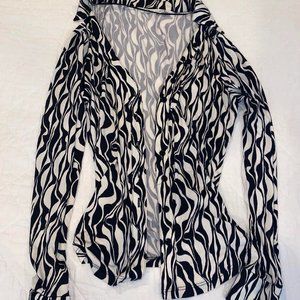 ( Zara US S ) Fitted Black and White Button Up